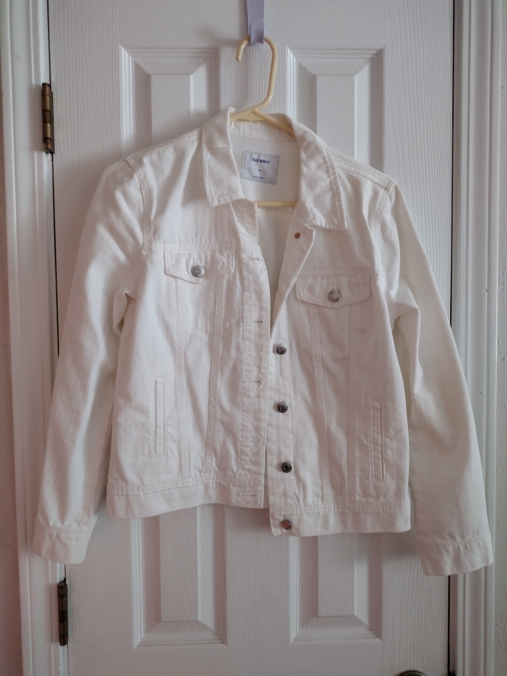 Old Navy White Denim Jean Jacket - Button-Front